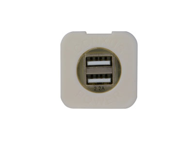 Conxus Flushmount plate 1-Twin USB WHITE with L.E.D.