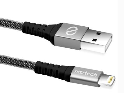 Naztech Lighting Charge/Sync USB Braided Cable 4ft Black